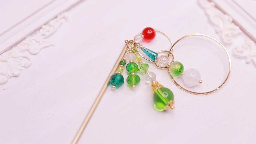 メロンクリームソーダなかんざし&イヤーフック