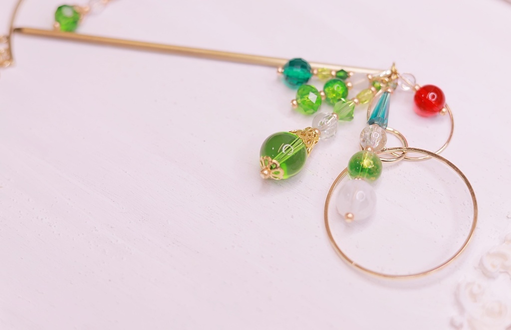 メロンクリームソーダなかんざし&イヤーフック