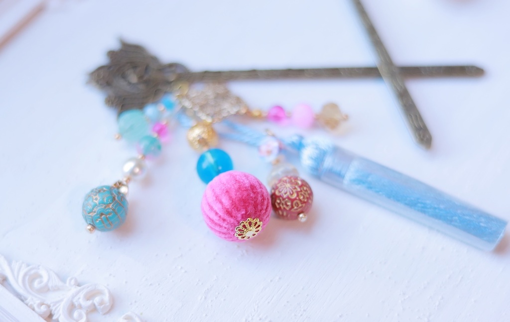 中華姉妹のぽんぽん変わり軸かんざし