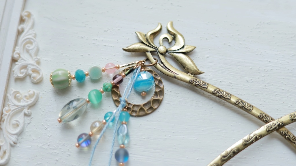 睡蓮/クロード・モネイメージかんざし【変わり軸】