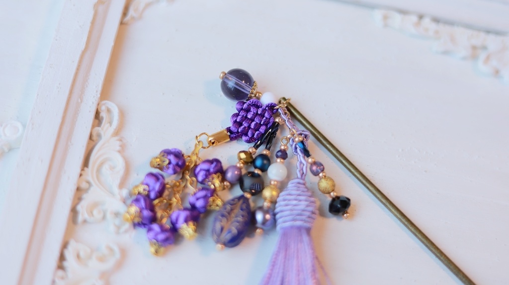 中華5色のタッセルかんざし&タッセルイヤーフック