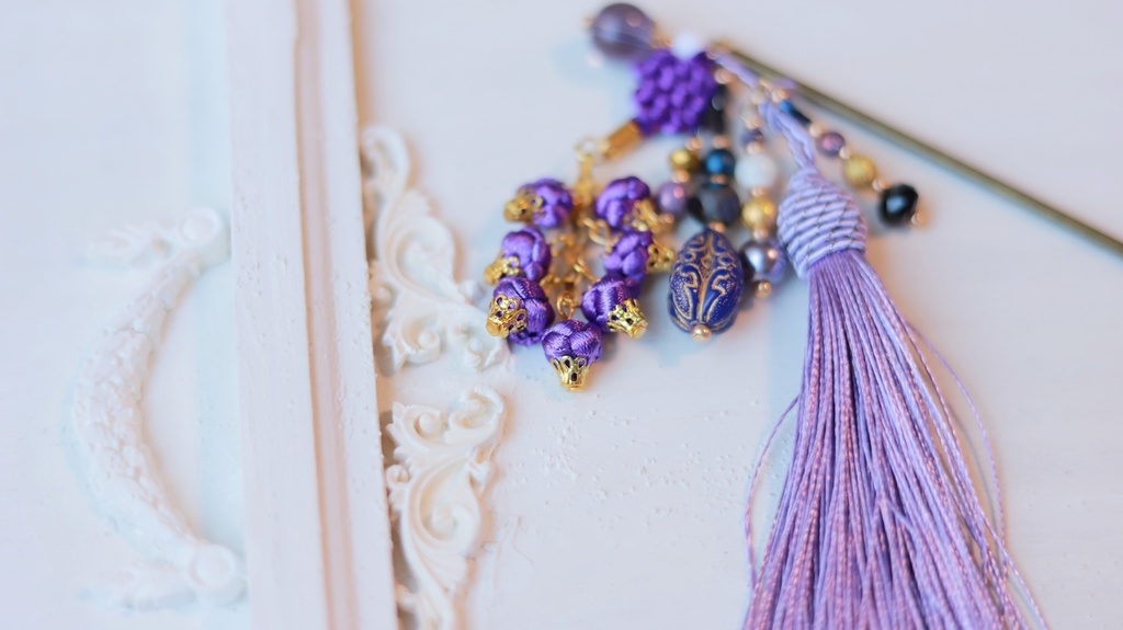 中華5色のタッセルかんざし&タッセルイヤーフック