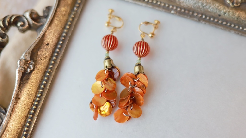 貝と真珠のイヤリング(3種)