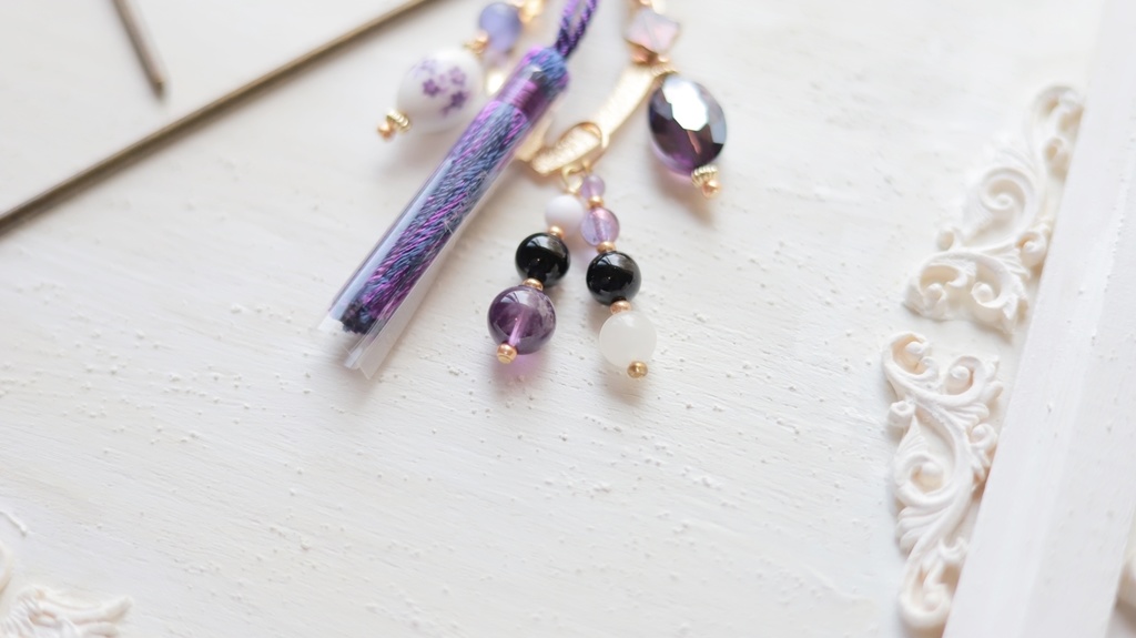 ヤグルマギクのかんざし&イヤーフック【紫・水色】