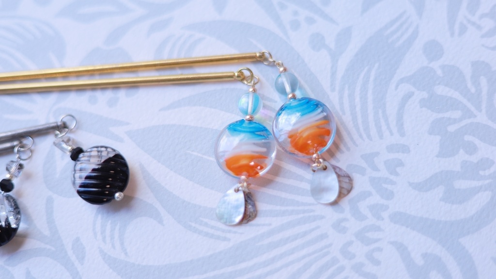 一玉かんざし・蜻蛉玉(どらやき型)