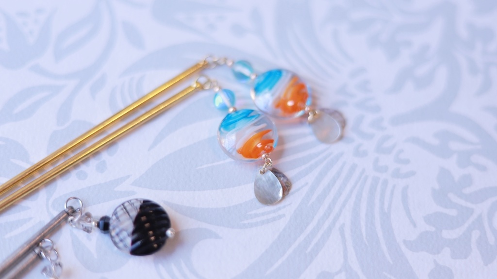 一玉かんざし・蜻蛉玉(どらやき型)