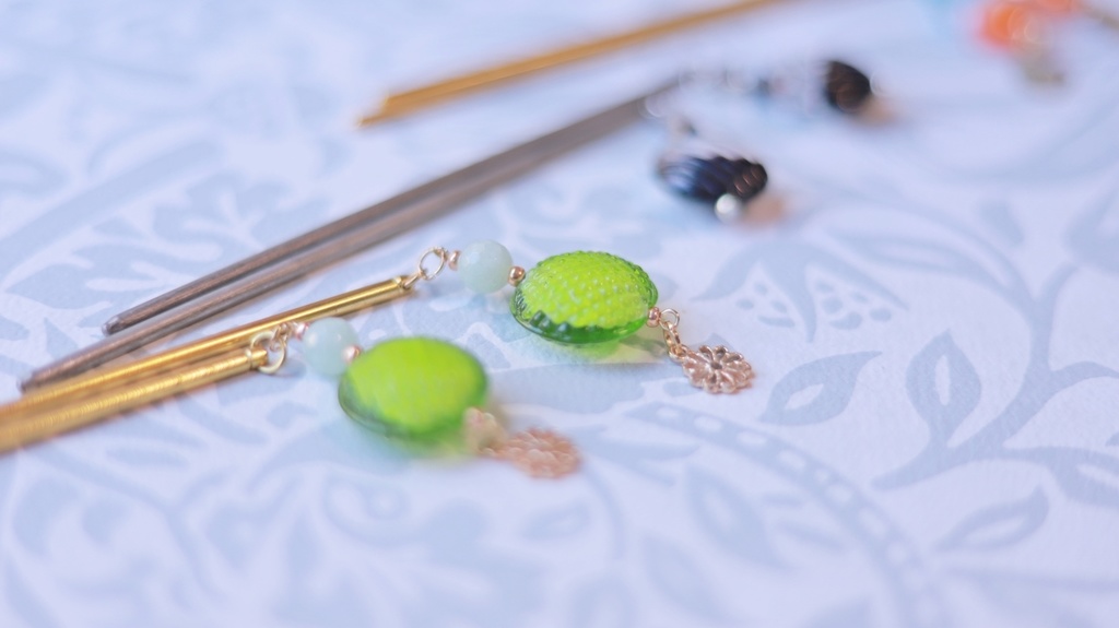 一玉かんざし・蜻蛉玉(どらやき型)