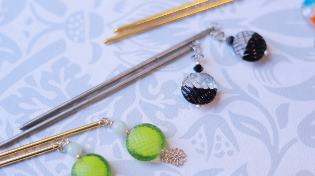 一玉かんざし・蜻蛉玉(どらやき型)