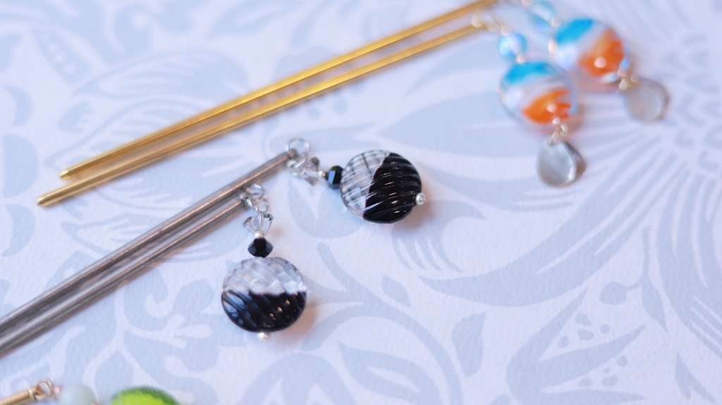 一玉かんざし・蜻蛉玉(どらやき型)