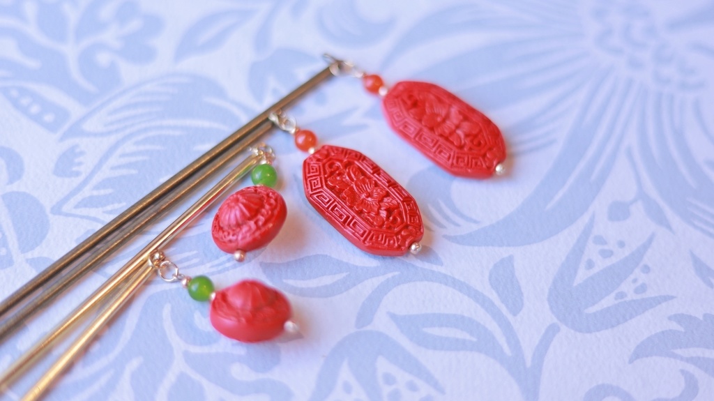 一玉かんざし・中華漆器