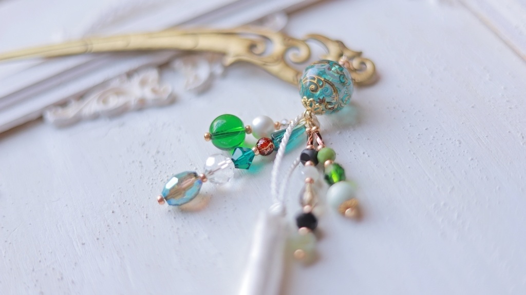 創作変わり軸かんざし・水龍・雲林・天女