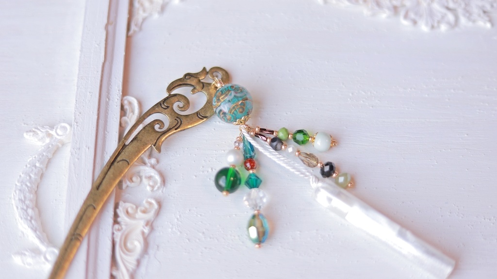 創作変わり軸かんざし・水龍・雲林・天女