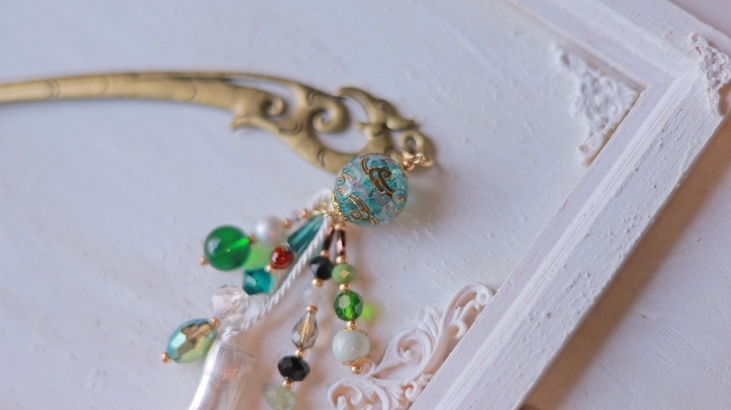 創作変わり軸かんざし・水龍・雲林・天女