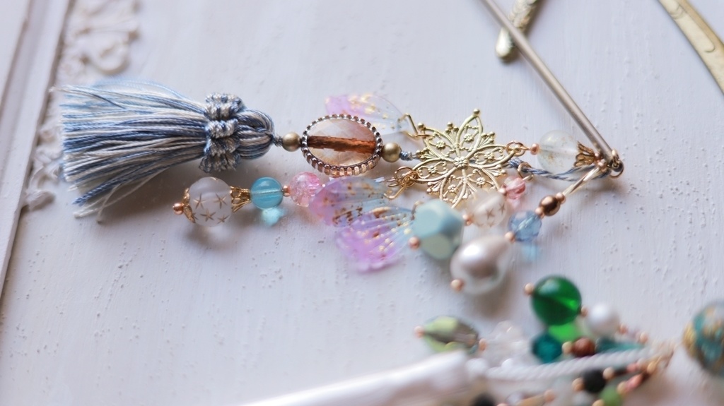 創作変わり軸かんざし・水龍・雲林・天女