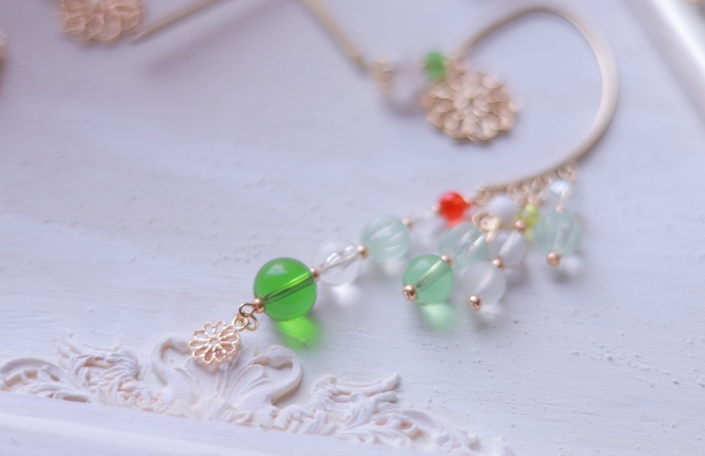 メロンクリームソーダかんざし&イヤーフック2024