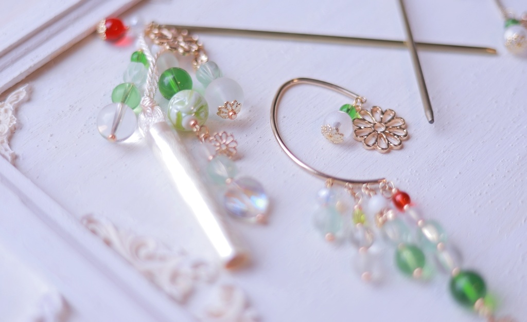 メロンクリームソーダかんざし&イヤーフック2024