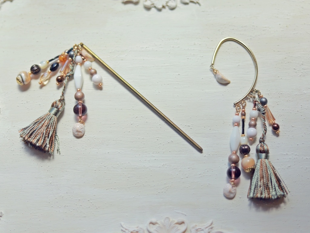 飲茶のかんざし&イヤーフック(餃子と肉まん)