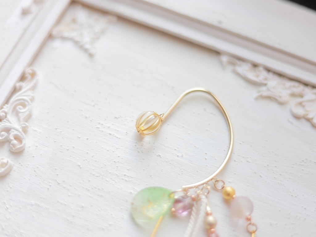 桜のイヤーフック白&金