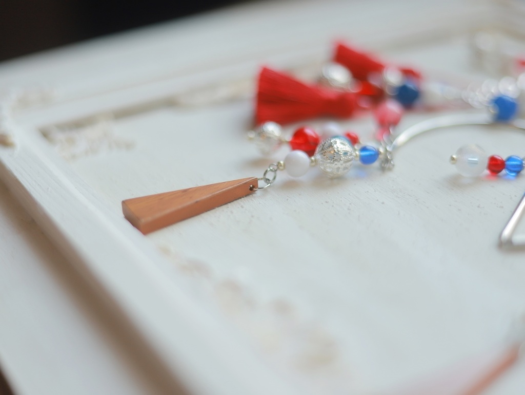 赤×青ぽこぽこかんざし&イヤーフック