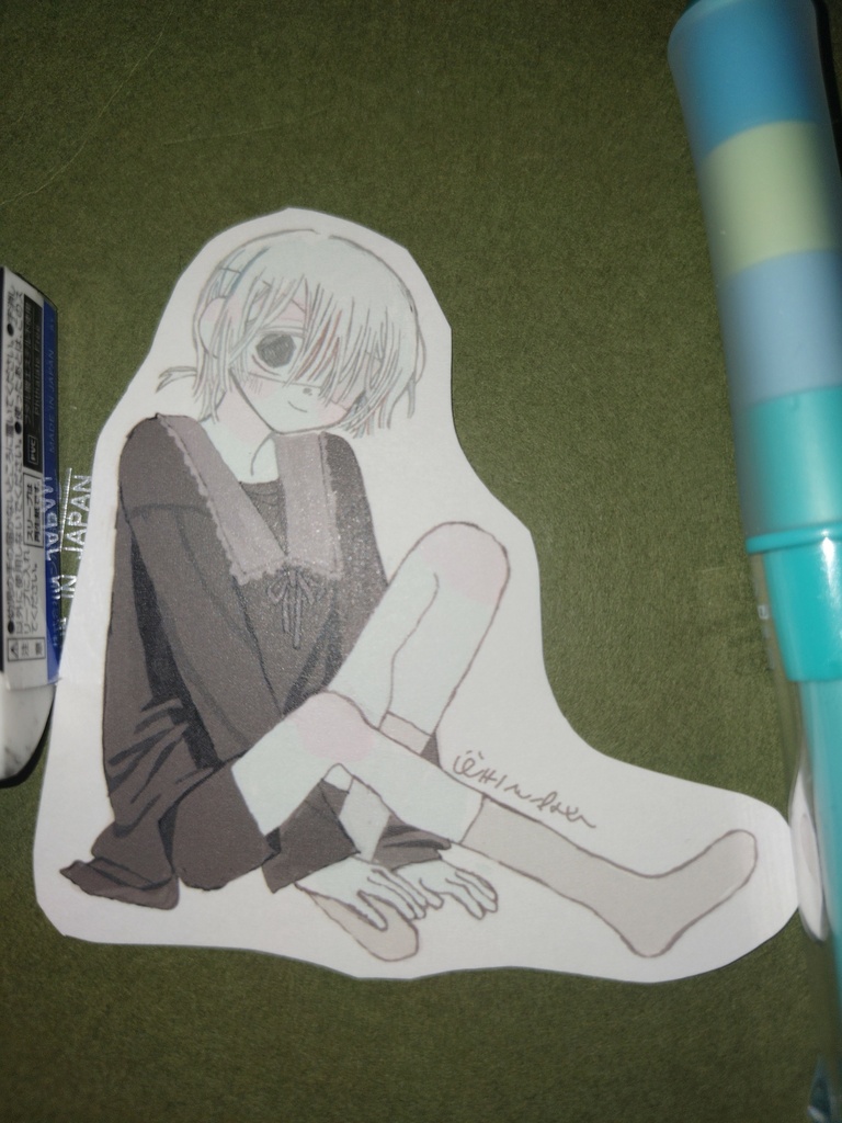 白髪の男の子　ステッカー