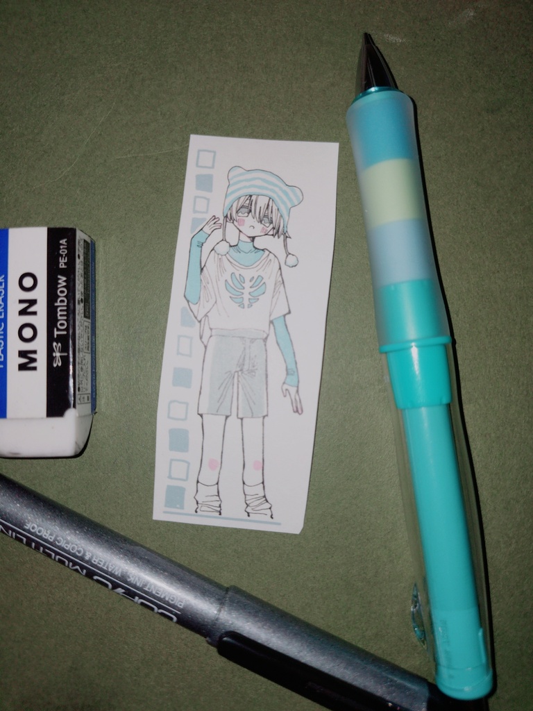 水色男の子　ステッカー