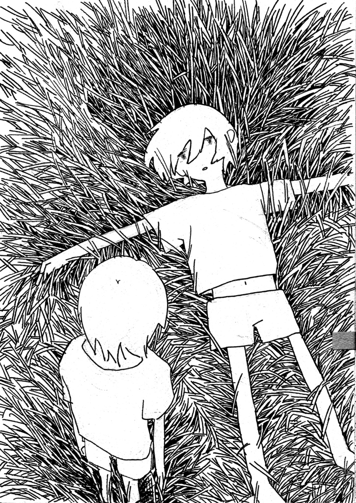 草むらTシャツ白