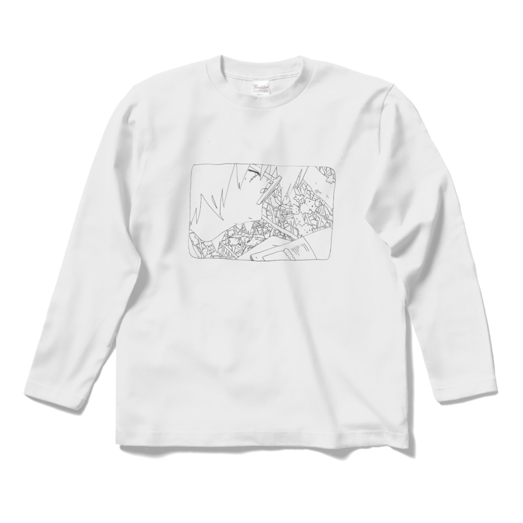 行く春長そでTシャツ白