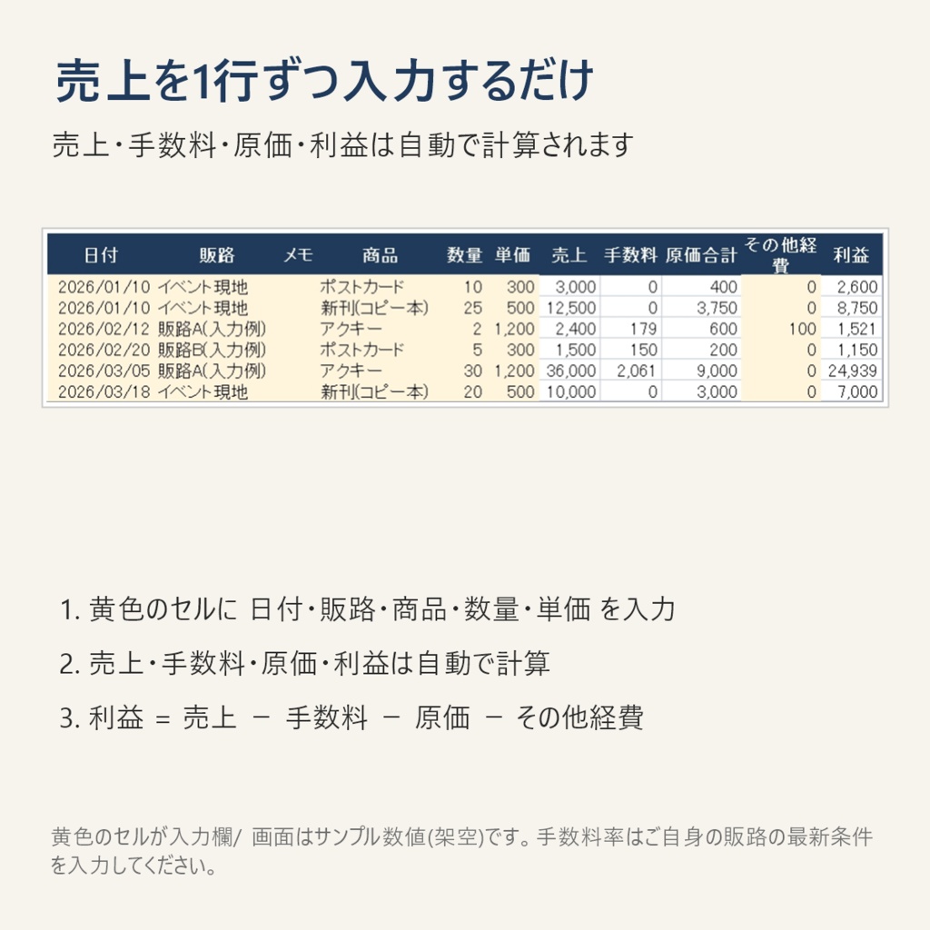 作家向け 収支・在庫・手数料の管理シート【Excel】イベントも通販も1つのファイルで