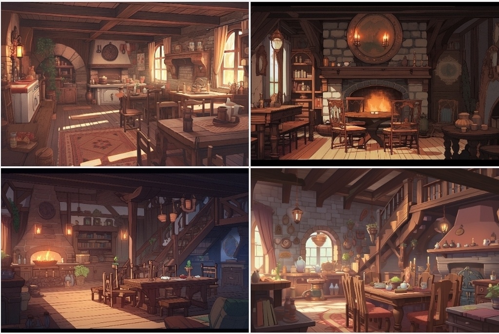 【無料】森の中の屋敷・小屋(内装あり) 背景素材