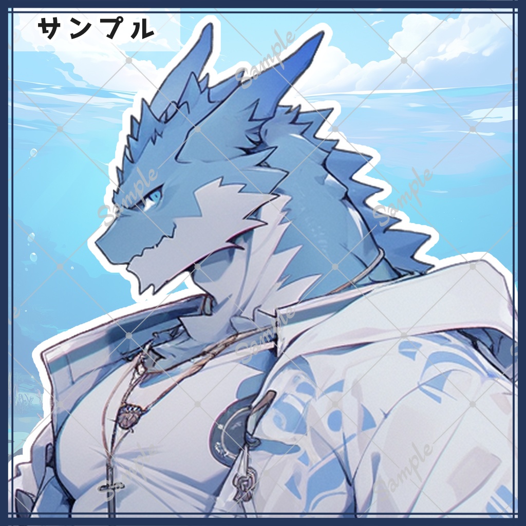 青系竜人の全身立ち絵素材