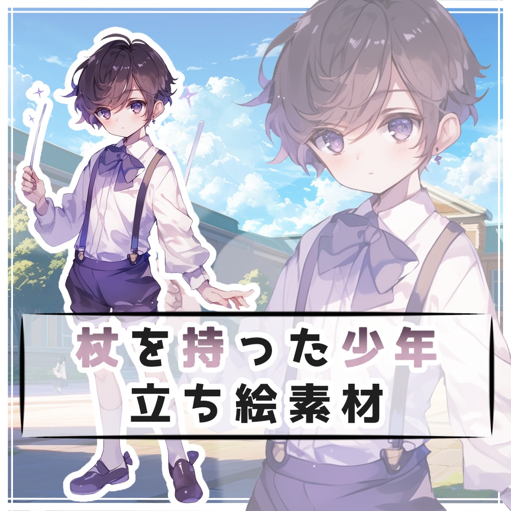 杖を持った少年 全身立ち絵素材