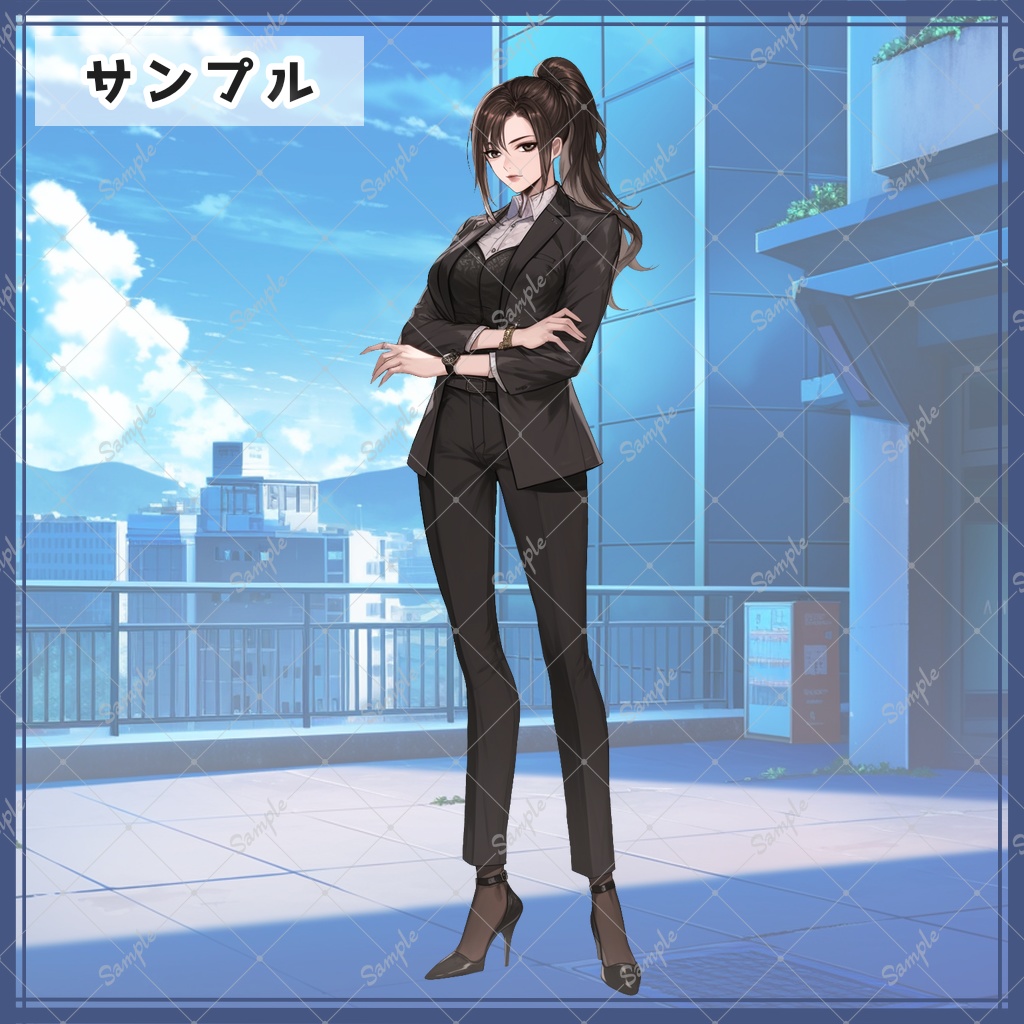 背の高いポニーテールの女性 全身立ち絵素材 - 月のお店 - BOOTH