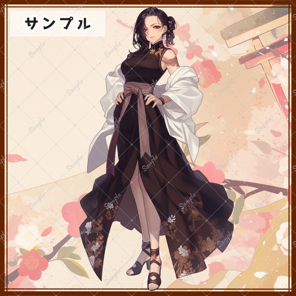刺青が入った和服女性 全身立ち絵素材 - 月のお店 - BOOTH