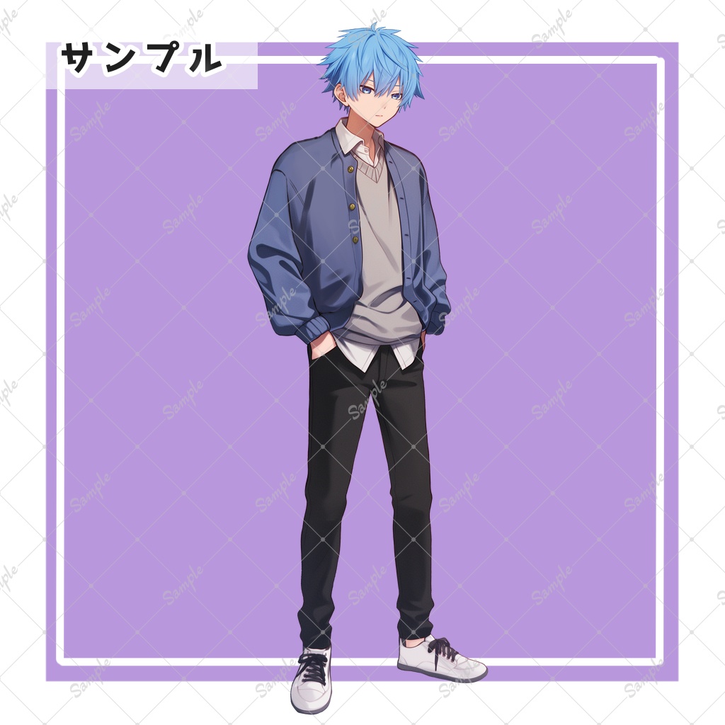 動く男子高校生 全身立ち絵素材