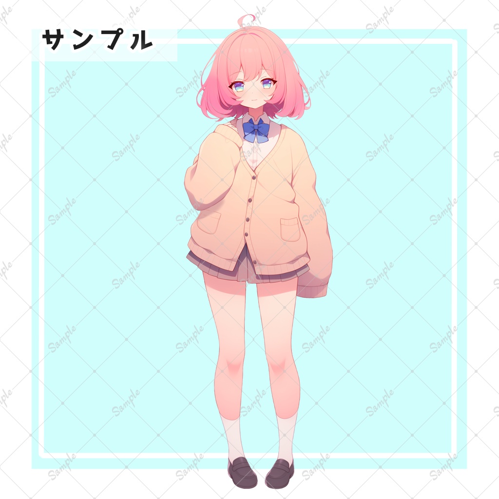 動く女子高校生 全身立ち絵素材