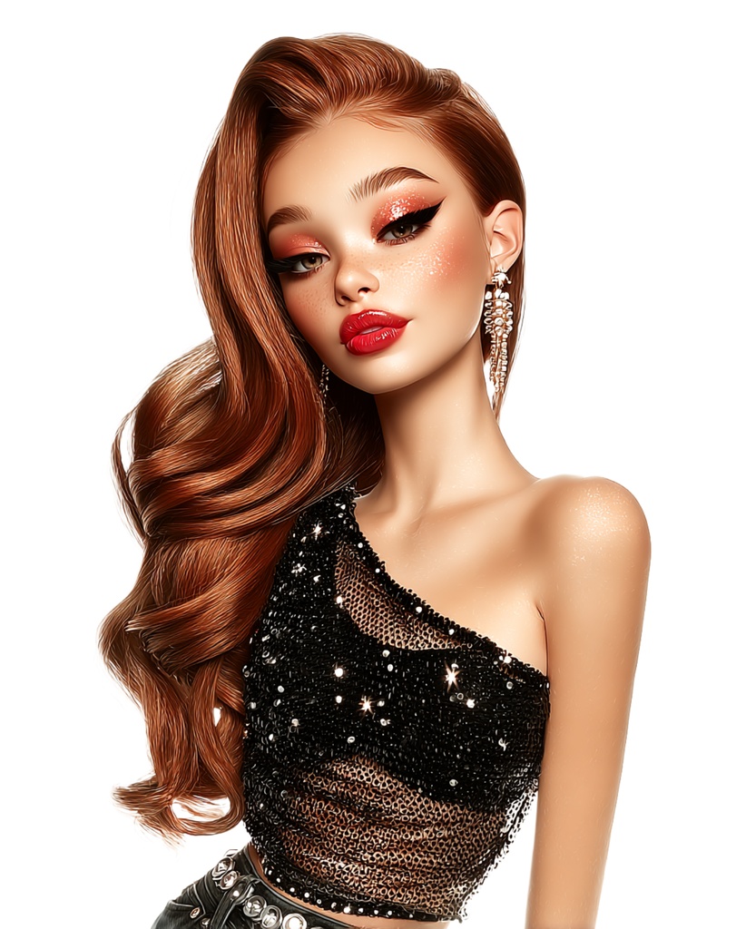 Editorial Glam Beauty Mascot PNG