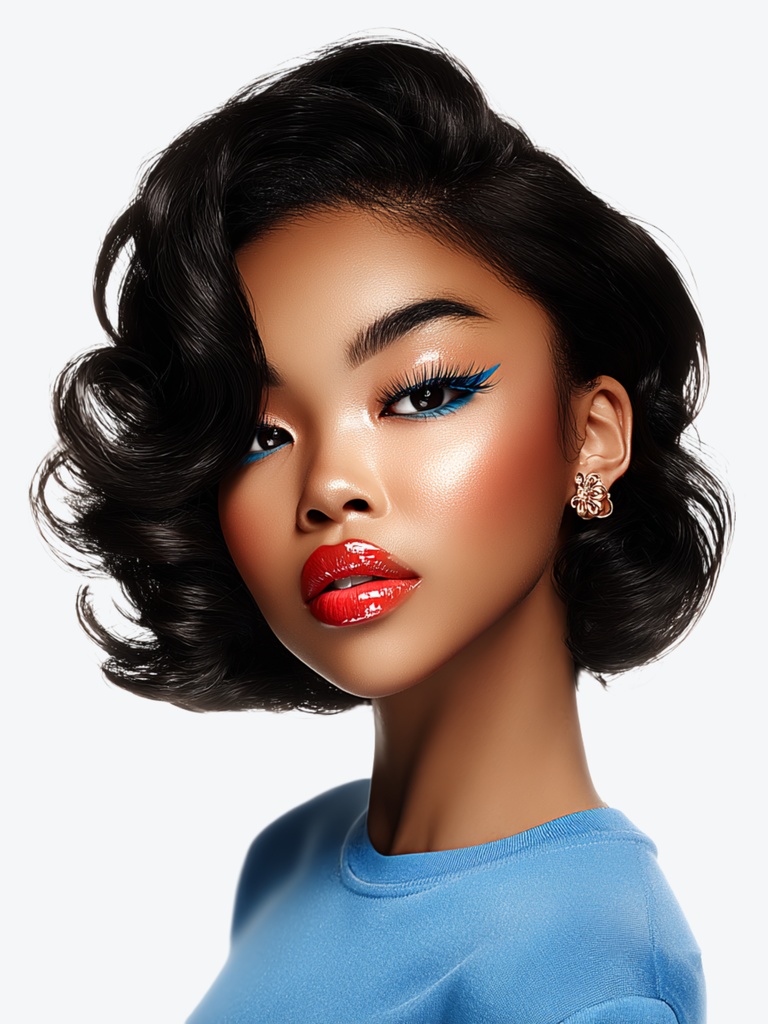 Blue Accent Muse II – Sculpted Glam Portrait