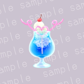 【無料素材】クリームソーダ（カップルストロー付き）