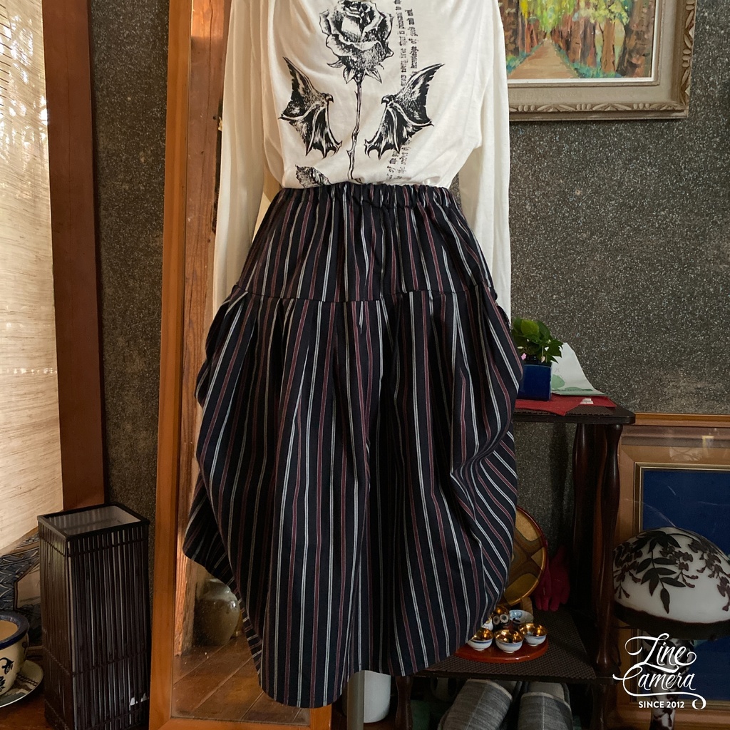 【LilyFran】レジメンタル変形スカートロング