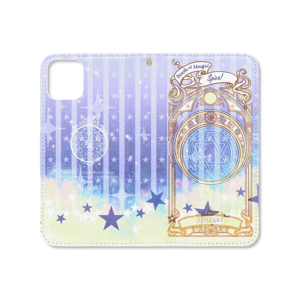 キラキラ白の魔術本スマホカバー