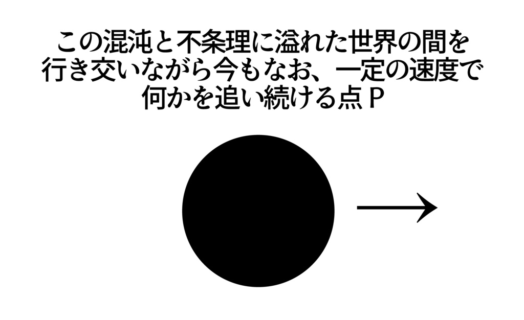 一定の速度で未だに何かを追い求めている点PのTシャツ