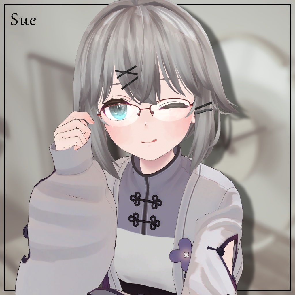 【VRChat想定】ハーフリムメガネ/HalfRimGlasses【4アバター対応】