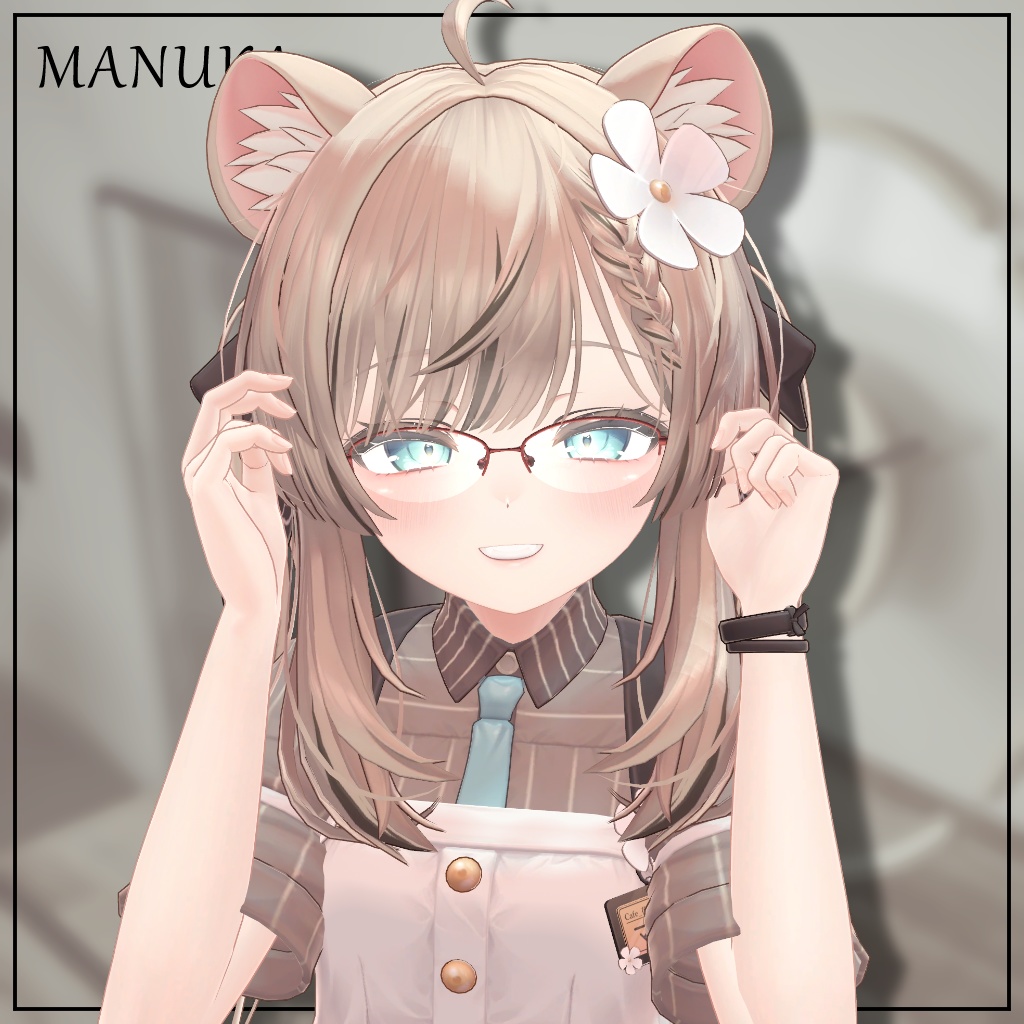 【VRChat想定】ハーフリムメガネ/HalfRimGlasses【4アバター対応】