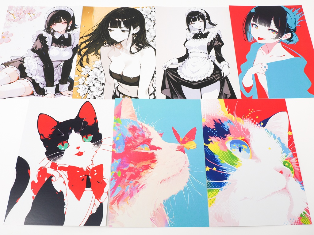 【限定1枚】ミニキャンバス No.018 〜 福猫 〜 +おまけポストカード7枚セット