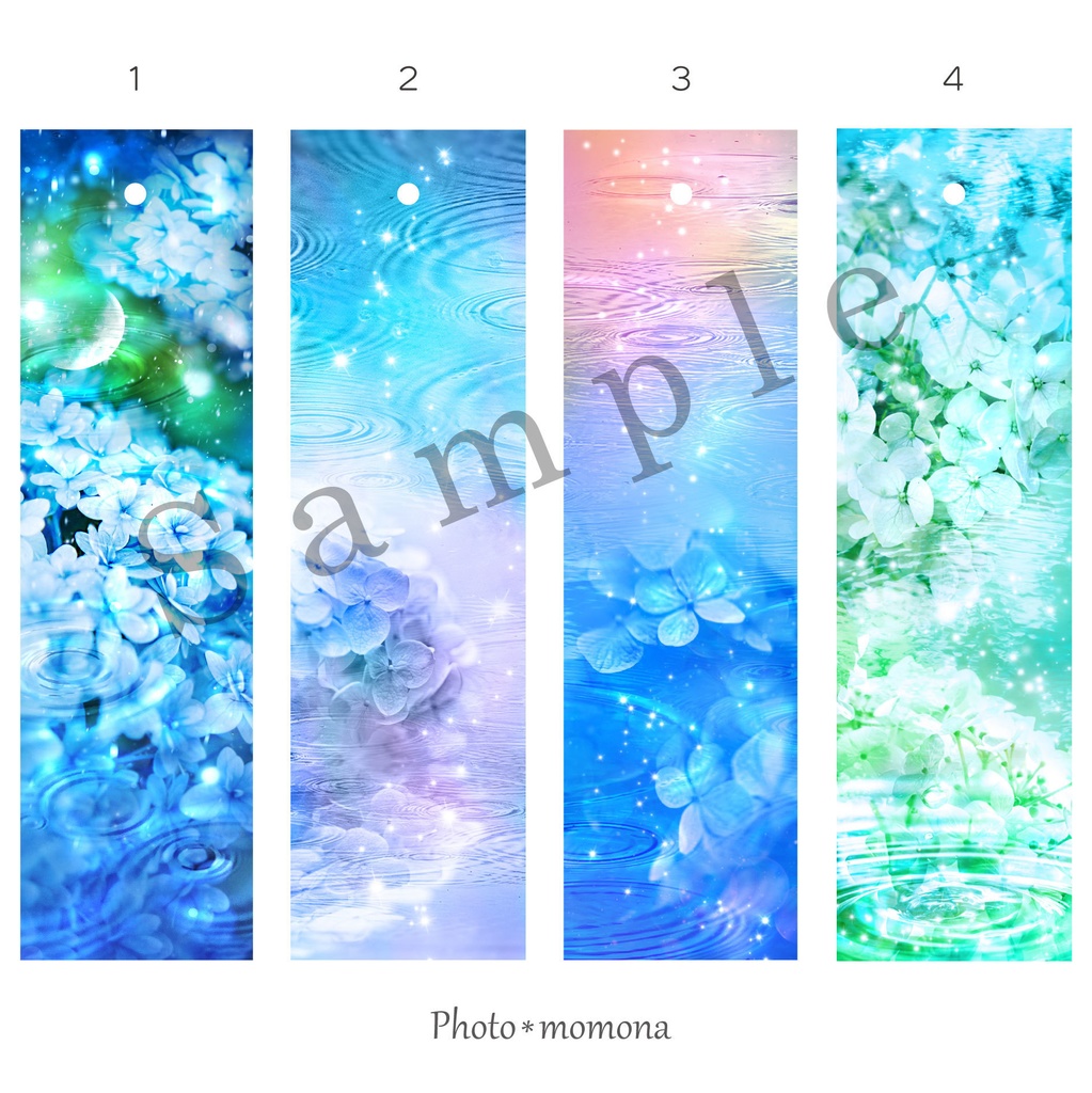 紫陽花の透明しおり4枚セット