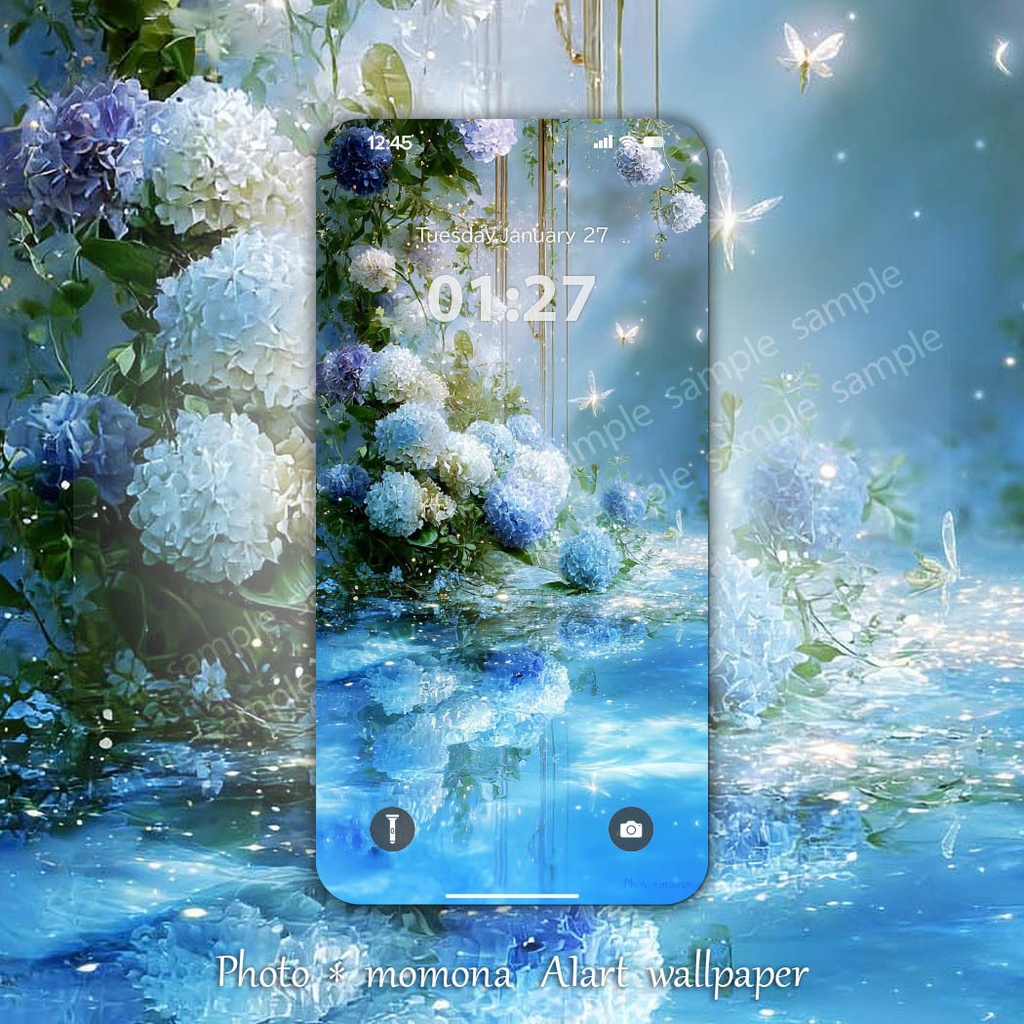 夢幻の花園_幻想紫陽花(スマホ壁紙3枚セット)