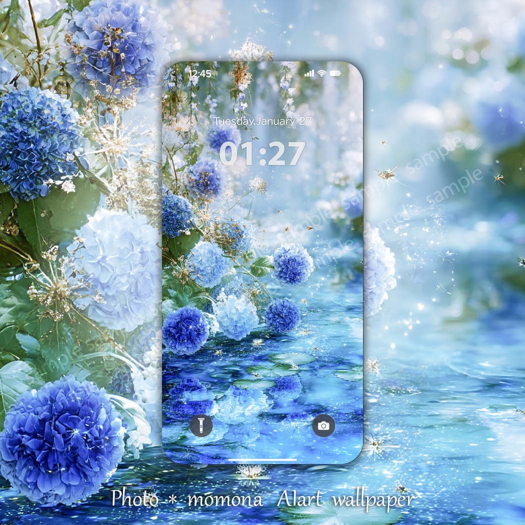 夢幻の花園_幻想紫陽花(スマホ壁紙3枚セット)