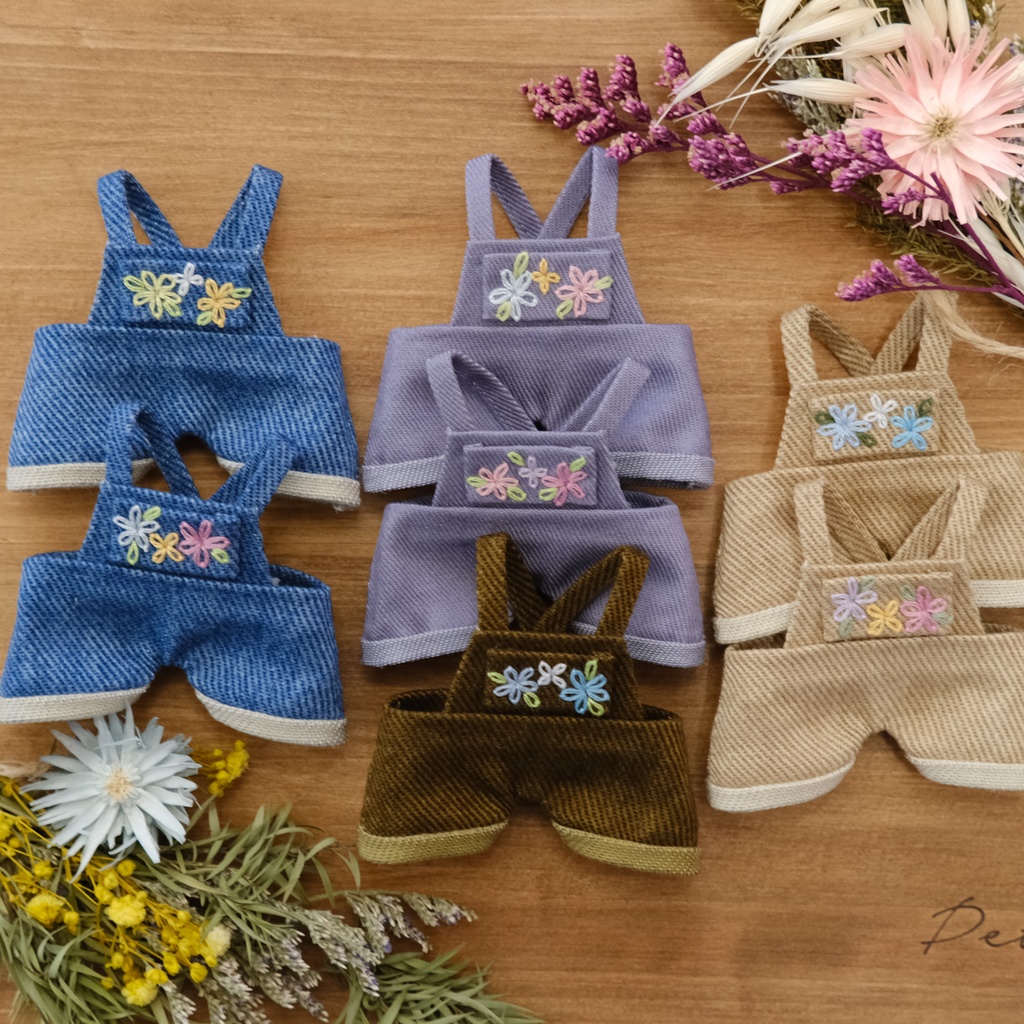 【5/25 22:30〜】お花刺繍のサロペット(tkrvぬい向けサイズ)