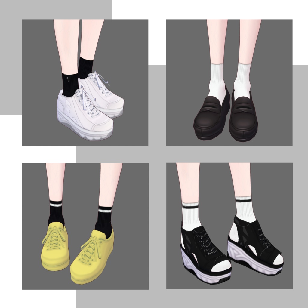 【無料】モノトーンソックスセット【VRoid】