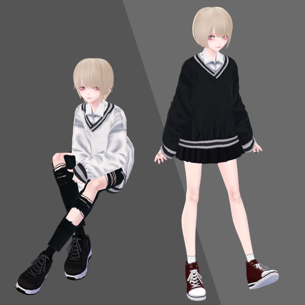 【無料版有】ナイロンプルオーバーレイヤード【VRoid】